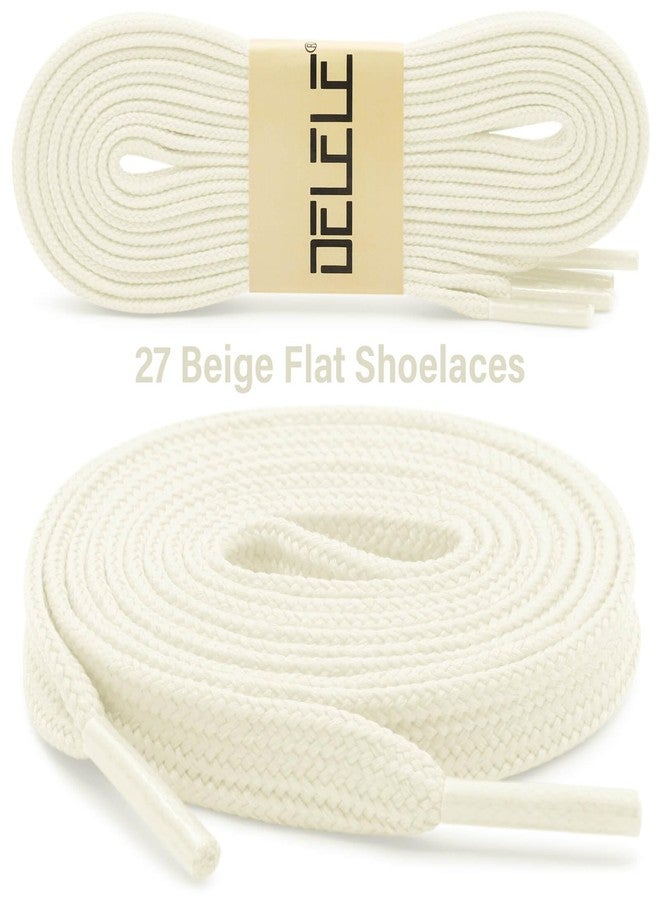 DELELE Solid Flat Shoe Laces: Hollow Thick Beige Shoelaces for Sneakers 2 Pair 55 inch - Image 2